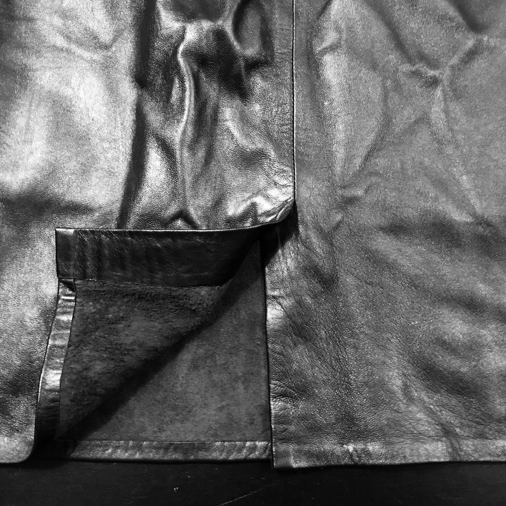 Firenze Santa Barbara Solid Black Leather Skirt - image 5